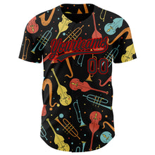 Load image into Gallery viewer, Custom Black Red 3D Pattern Design International Jazz Day Authentic Baseball Jersey
