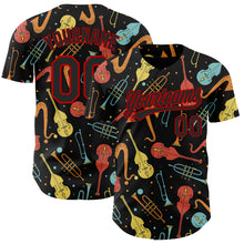 Load image into Gallery viewer, Custom Black Red 3D Pattern Design International Jazz Day Authentic Baseball Jersey
