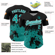 Загрузить изображение в средство просмотра галереи, Custom Black Teal-White 3D Pattern Design Abstract Splash Grunge Art Authentic Baseball Jersey
