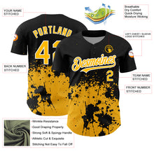 Laden Sie das Bild in den Galerie-Viewer, Custom Black Gold-White 3D Pattern Design Abstract Splash Grunge Art Authentic Baseball Jersey
