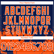 Загрузить изображение в средство просмотра галереи, Custom Navy Orange-White 3D Pattern Design Abstract Splash Grunge Art Authentic Baseball Jersey
