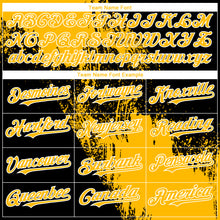 Laden Sie das Bild in den Galerie-Viewer, Custom Black Gold-White 3D Pattern Design Abstract Brush Stroke Authentic Baseball Jersey
