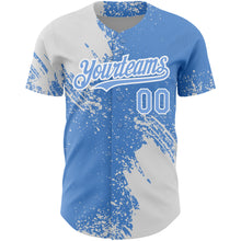 Load image into Gallery viewer, Custom Light Blue White 3D Pattern Design Abstract Brush Stroke Authentic Baseball Jersey
