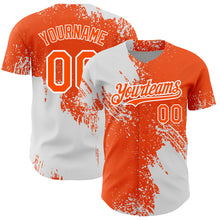 Load image into Gallery viewer, Custom Orange White 3D Pattern Design Abstract Brush Stroke Authentic Baseball Jersey

