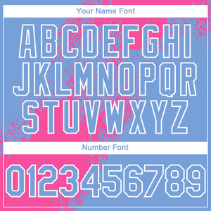 Custom Light Blue Pink-White 3D Pattern Design Abstract Brush Stroke Authentic Baseball Jersey