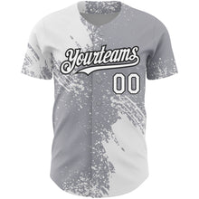 Laden Sie das Bild in den Galerie-Viewer, Custom Gray White-Black 3D Pattern Design Abstract Brush Stroke Authentic Baseball Jersey
