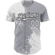 Load image into Gallery viewer, Custom Gray White-Black 3D Pattern Design Abstract Brush Stroke Authentic Baseball Jersey

