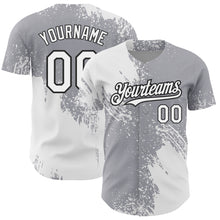 Laden Sie das Bild in den Galerie-Viewer, Custom Gray White-Black 3D Pattern Design Abstract Brush Stroke Authentic Baseball Jersey
