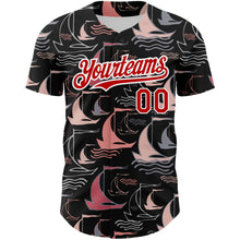 Laden Sie das Bild in den Galerie-Viewer, Custom Black Red-White 3D Pattern Design Sailing Boats Authentic Baseball Jersey
