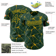 Load image into Gallery viewer, Custom Green Gold 3D Pattern Design Abstract Network Authentic Baseball Jersey
