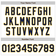 Load image into Gallery viewer, Custom White Navy-Gold 3D Pattern Design Curve Lines Authentic Baseball Jersey
