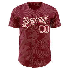 Laden Sie das Bild in den Galerie-Viewer, Custom Crimson Cream 3D Pattern Design Curve Lines Authentic Baseball Jersey
