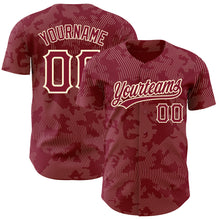 Load image into Gallery viewer, Custom Crimson Cream 3D Pattern Design Curve Lines Authentic Baseball Jersey
