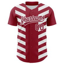 Load image into Gallery viewer, Custom Crimson White 3D Pattern Design Side Stripes Authentic Baseball Jersey
