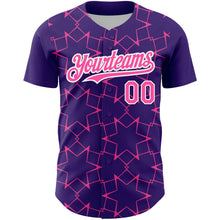 Laden Sie das Bild in den Galerie-Viewer, Custom Purple Pink-White 3D Pattern Design Star Lines Authentic Baseball Jersey
