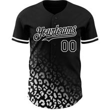 Laden Sie das Bild in den Galerie-Viewer, Custom Black White 3D Pattern Design Leopard Print Fade Fashion Authentic Baseball Jersey
