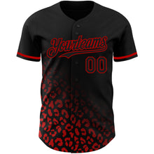 Laden Sie das Bild in den Galerie-Viewer, Custom Black Red 3D Pattern Design Leopard Print Fade Fashion Authentic Baseball Jersey
