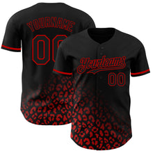 Laden Sie das Bild in den Galerie-Viewer, Custom Black Red 3D Pattern Design Leopard Print Fade Fashion Authentic Baseball Jersey
