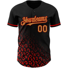 Laden Sie das Bild in den Galerie-Viewer, Custom Black Old Gold-Red 3D Pattern Design Leopard Print Fade Fashion Authentic Baseball Jersey
