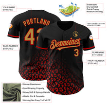 Charger l&#39;image dans la galerie, Custom Black Old Gold-Red 3D Pattern Design Leopard Print Fade Fashion Authentic Baseball Jersey

