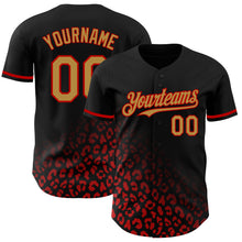 Charger l&#39;image dans la galerie, Custom Black Old Gold-Red 3D Pattern Design Leopard Print Fade Fashion Authentic Baseball Jersey
