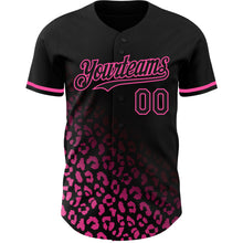 Laden Sie das Bild in den Galerie-Viewer, Custom Black Pink 3D Pattern Design Leopard Print Fade Fashion Authentic Baseball Jersey
