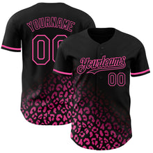 Load image into Gallery viewer, Custom Black Pink 3D Pattern Design Leopard Print Fade Fashion Authentic Baseball Jersey
