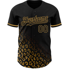 Laden Sie das Bild in den Galerie-Viewer, Custom Black Old Gold 3D Pattern Design Leopard Print Fade Fashion Authentic Baseball Jersey
