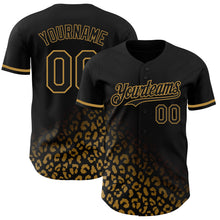 Laden Sie das Bild in den Galerie-Viewer, Custom Black Old Gold 3D Pattern Design Leopard Print Fade Fashion Authentic Baseball Jersey
