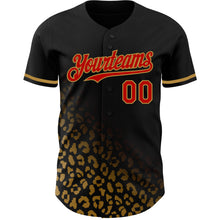 Laden Sie das Bild in den Galerie-Viewer, Custom Black Red-Old Gold 3D Pattern Design Leopard Print Fade Fashion Authentic Baseball Jersey
