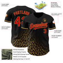 Laden Sie das Bild in den Galerie-Viewer, Custom Black Red-Old Gold 3D Pattern Design Leopard Print Fade Fashion Authentic Baseball Jersey
