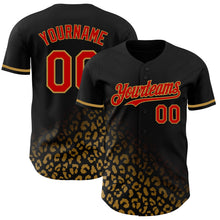 Laden Sie das Bild in den Galerie-Viewer, Custom Black Red-Old Gold 3D Pattern Design Leopard Print Fade Fashion Authentic Baseball Jersey

