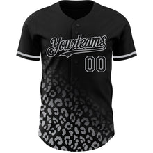 Load image into Gallery viewer, Custom Black Gray 3D Pattern Design Leopard Print Fade Fashion Authentic Baseball Jersey
