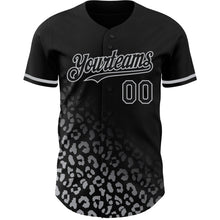 Laden Sie das Bild in den Galerie-Viewer, Custom Black Gray 3D Pattern Design Leopard Print Fade Fashion Authentic Baseball Jersey
