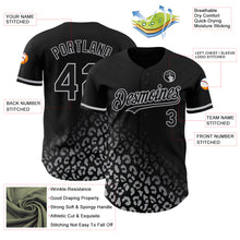 Laden Sie das Bild in den Galerie-Viewer, Custom Black Gray 3D Pattern Design Leopard Print Fade Fashion Authentic Baseball Jersey
