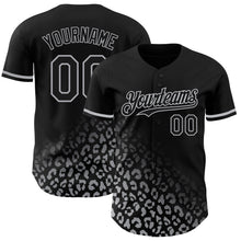 Laden Sie das Bild in den Galerie-Viewer, Custom Black Gray 3D Pattern Design Leopard Print Fade Fashion Authentic Baseball Jersey
