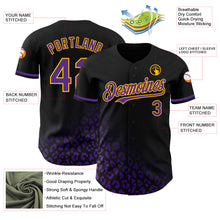 Laden Sie das Bild in den Galerie-Viewer, Custom Black Purple-Gold 3D Pattern Design Leopard Print Fade Fashion Authentic Baseball Jersey

