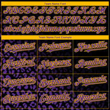 Load image into Gallery viewer, Custom Black Purple-Gold 3D Pattern Design Leopard Print Fade Fashion Authentic Baseball Jersey
