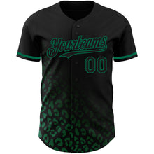 Laden Sie das Bild in den Galerie-Viewer, Custom Black Kelly Green 3D Pattern Design Leopard Print Fade Fashion Authentic Baseball Jersey
