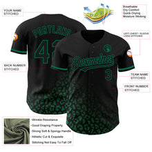 Laden Sie das Bild in den Galerie-Viewer, Custom Black Kelly Green 3D Pattern Design Leopard Print Fade Fashion Authentic Baseball Jersey
