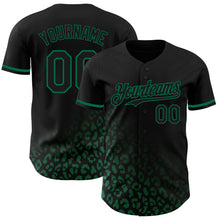 Laden Sie das Bild in den Galerie-Viewer, Custom Black Kelly Green 3D Pattern Design Leopard Print Fade Fashion Authentic Baseball Jersey
