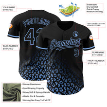 Laden Sie das Bild in den Galerie-Viewer, Custom Black Light Blue 3D Pattern Design Leopard Print Fade Fashion Authentic Baseball Jersey
