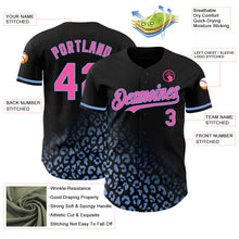 Laden Sie das Bild in den Galerie-Viewer, Custom Black Pink-Light Blue 3D Pattern Design Leopard Print Fade Fashion Authentic Baseball Jersey
