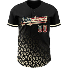 Load image into Gallery viewer, Custom Black Vintage USA Flag-Cream 3D Pattern Design Leopard Print Fade Fashion Authentic Baseball Jersey

