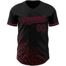 Laden Sie das Bild in den Galerie-Viewer, Custom Black Crimson 3D Pattern Design Leopard Print Fade Fashion Authentic Baseball Jersey
