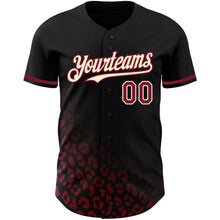 Laden Sie das Bild in den Galerie-Viewer, Custom Black Crimson-Cream 3D Pattern Design Leopard Print Fade Fashion Authentic Baseball Jersey

