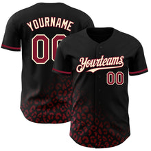 Laden Sie das Bild in den Galerie-Viewer, Custom Black Crimson-Cream 3D Pattern Design Leopard Print Fade Fashion Authentic Baseball Jersey

