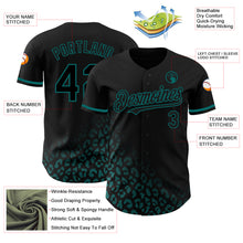 Laden Sie das Bild in den Galerie-Viewer, Custom Black Teal 3D Pattern Design Leopard Print Fade Fashion Authentic Baseball Jersey
