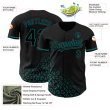 Load image into Gallery viewer, Custom Black Teal 3D Pattern Design Leopard Print Fade Fashion Authentic Baseball Jersey
