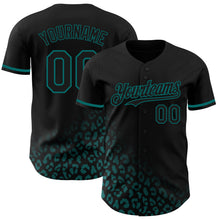 Load image into Gallery viewer, Custom Black Teal 3D Pattern Design Leopard Print Fade Fashion Authentic Baseball Jersey
